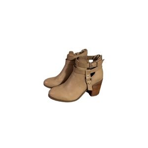 Steve Madden Tan Leather Stack Heeled Booties - Women’s Size 10